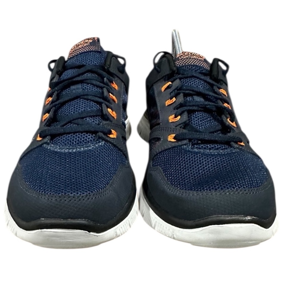 Men’s Skechers Navy & Orange Mesh S Logo Lightweight Running Sneakers, Size 12. - Picture 3 of 13